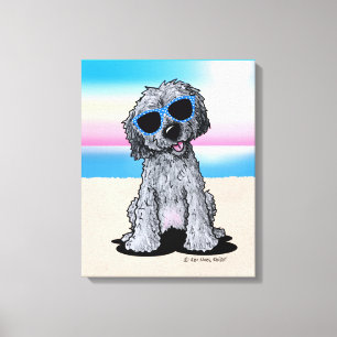 Lienzo KiniArt Black Doodle Dog Beach