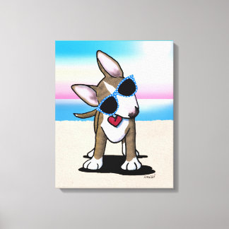 Lienzo KiniArt Brindle Bull Terrier Dog Beach Canvas Prin