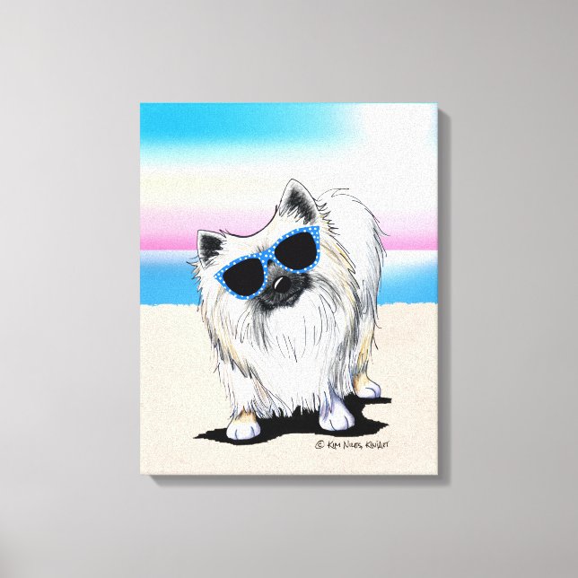 Lienzo KiniArt Chester Pomeranian Dog Beach (Anverso)