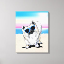 Lienzo KiniArt Chester Pomeranian Dog Beach Canvas