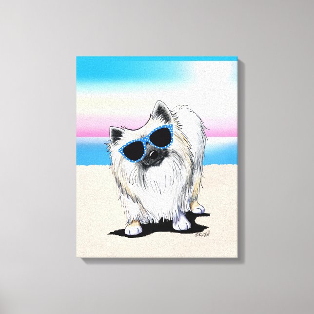 Lienzo KiniArt Chester Pomeranian Dog Beach Canvas (Anverso)