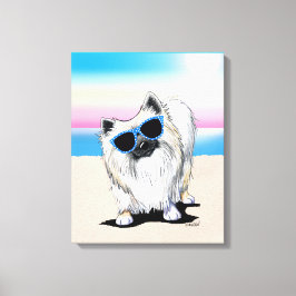 Lienzo KiniArt Chester Pomeranian Dog Beach Canvas