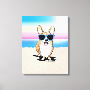 Lienzo KiniArt Corgi Dog Beach