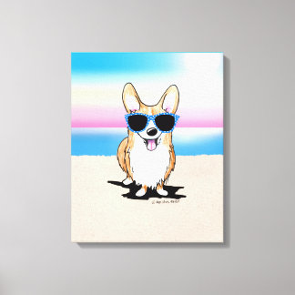 Lienzo KiniArt Corgi Dog Beach