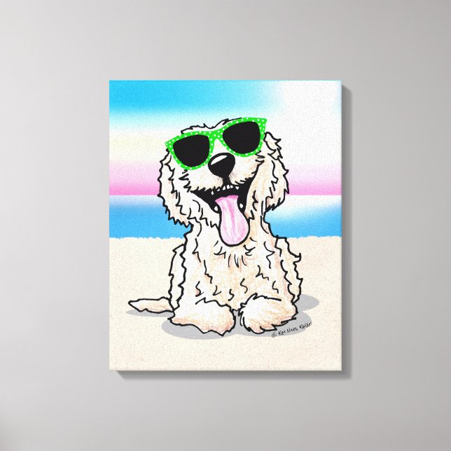 Lienzo KiniArt Goldendoodle Dog Beach (Anverso)