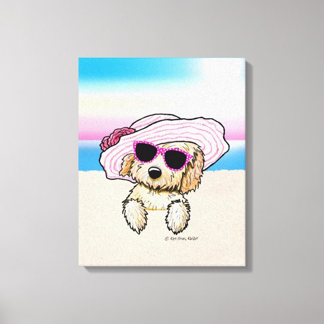 Lienzo KiniArt Goldendoodle Dog Beach (Anverso)