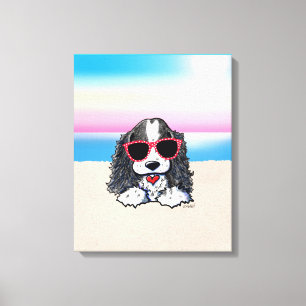 Lienzo KiniArt Parti Cocker Spanish Dog Beach Canvas Prin