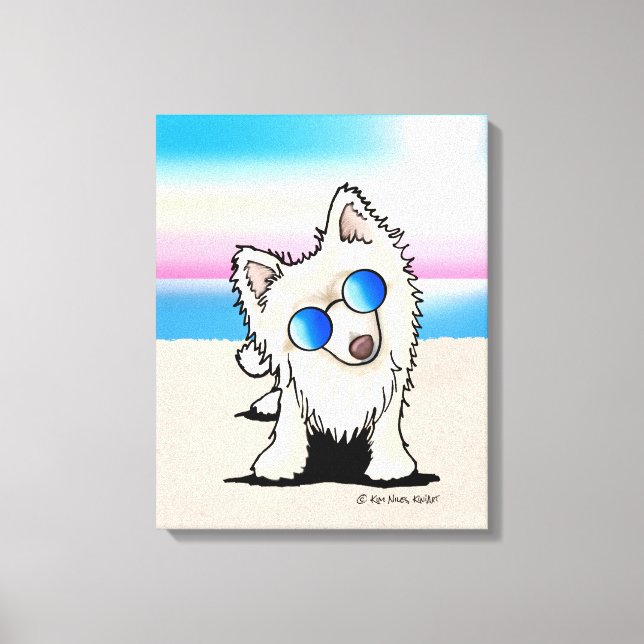 Lienzo KiniArt Pomeranian Dog Beach (Anverso)