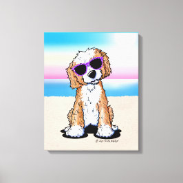 Lienzo KiniArt Tuxedo Doodle Dog Beach
