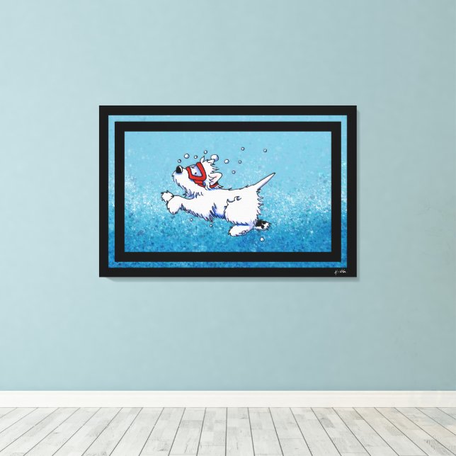 Lienzo KiniArt Westie Diver (Insitu (piso de madera))