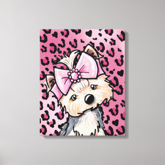 Lienzo KiniArt Yorkie Chica Leopard Rosa