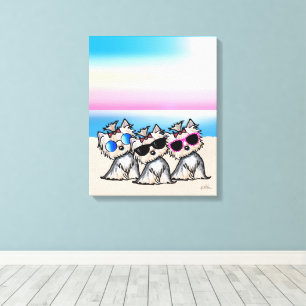 Lienzo KiniArt Yorkie Trio Beach