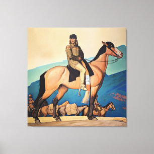 Lienzo Kit Carson con hombres de la montaña por Maynard D