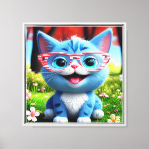 Lienzo Kitten azul lindo sonriente-55665