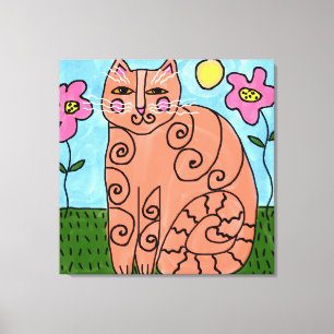 Lienzo Kitty en la pintura abstracta del jardín