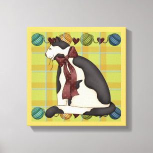 Lienzo Kitty en Plaid Canvas