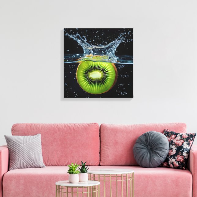 Lienzo Kiwi Slice chocando en el agua (Insitu (Sala de estar))