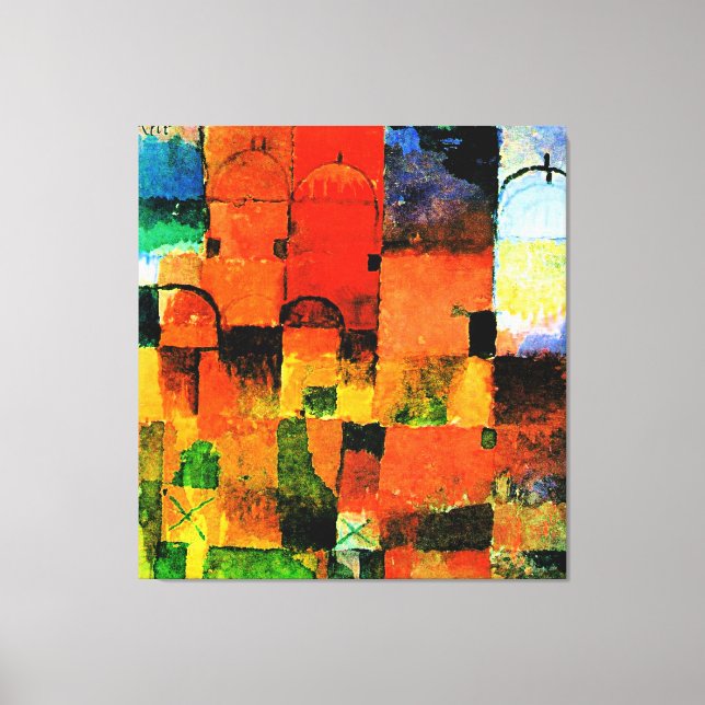 Lienzo Klee - Domos rojo y blanco, pintura abstracta, (Anverso)