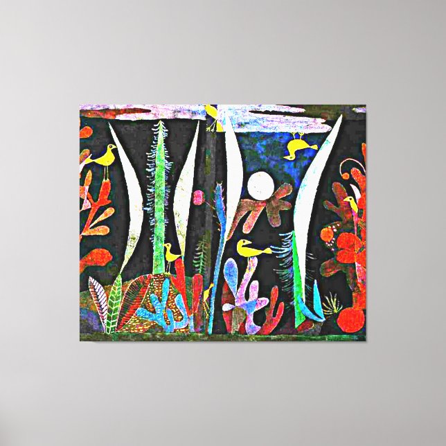 Lienzo Klee - Paisaje con aves amarillas (Anverso)