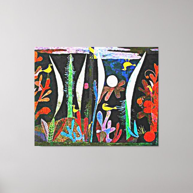 Lienzo Klee - Paisaje con aves amarillas (Anverso)
