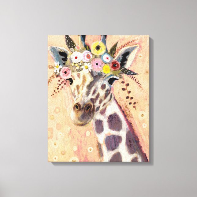 Lienzo Klimt Giraffe | Adornadas En Flores (Anverso)