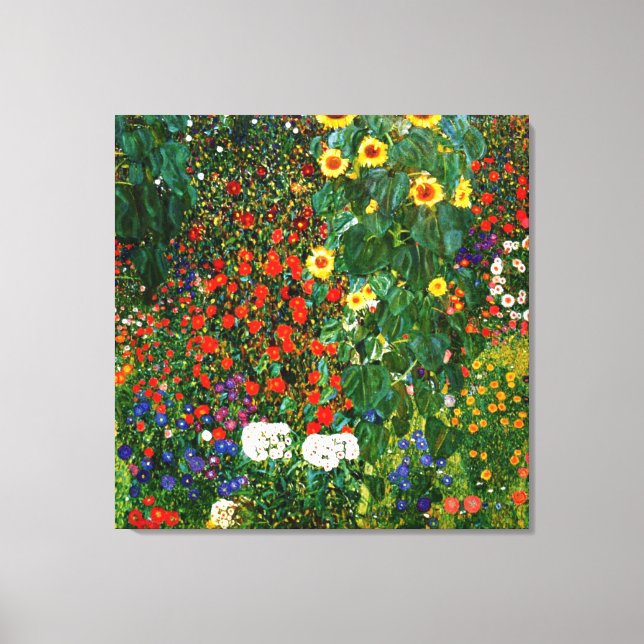 Lienzo Klimt - Jardín de granja con girasoles (Anverso)