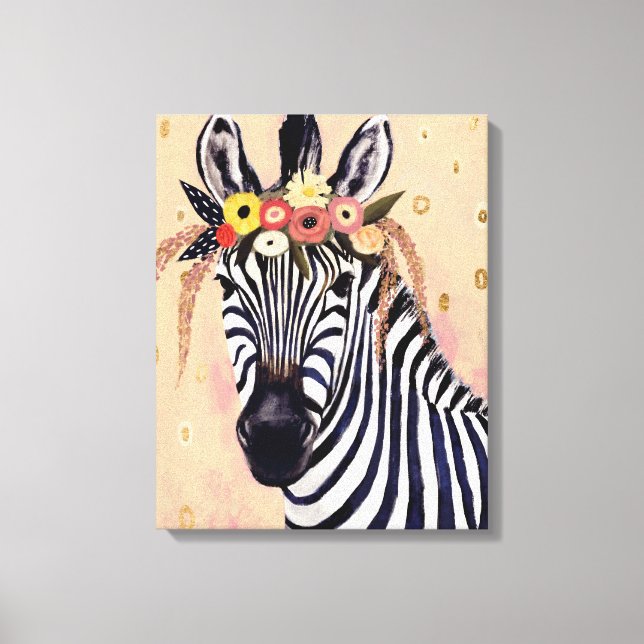 Lienzo Klimt Zebra | Adornadas En Flores (Anverso)