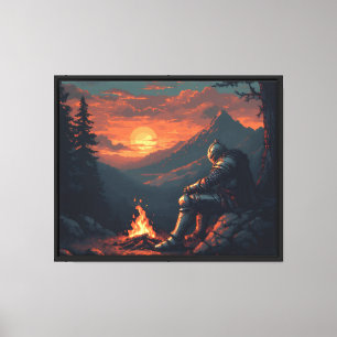 Lienzo Knight al atardecer - Fantasía en el fuego Reflexi