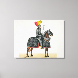 Lienzo Knight en la armadura en su caballo, placa 'de un