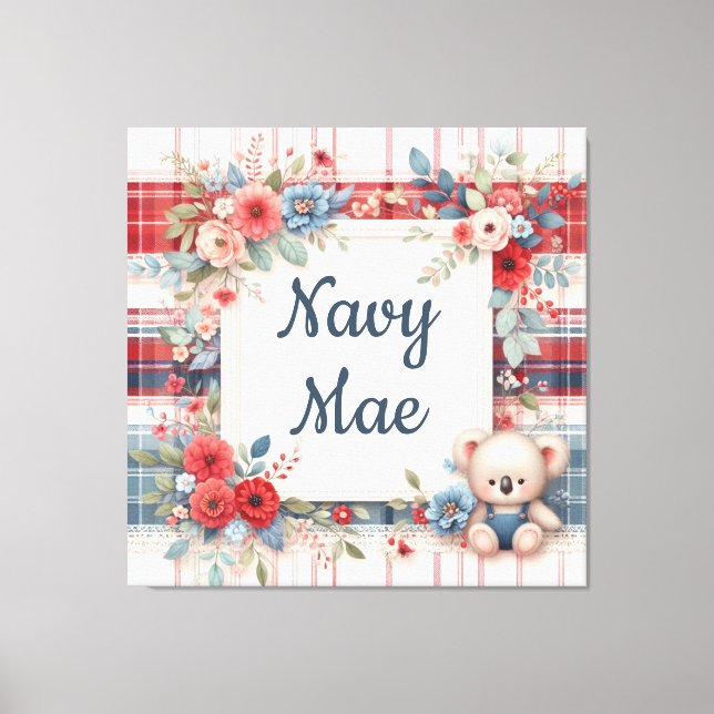 Lienzo Koala de retazos coordinando estampado de canas (Anverso)