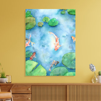 Lienzo Koi Fish Pond watercolor