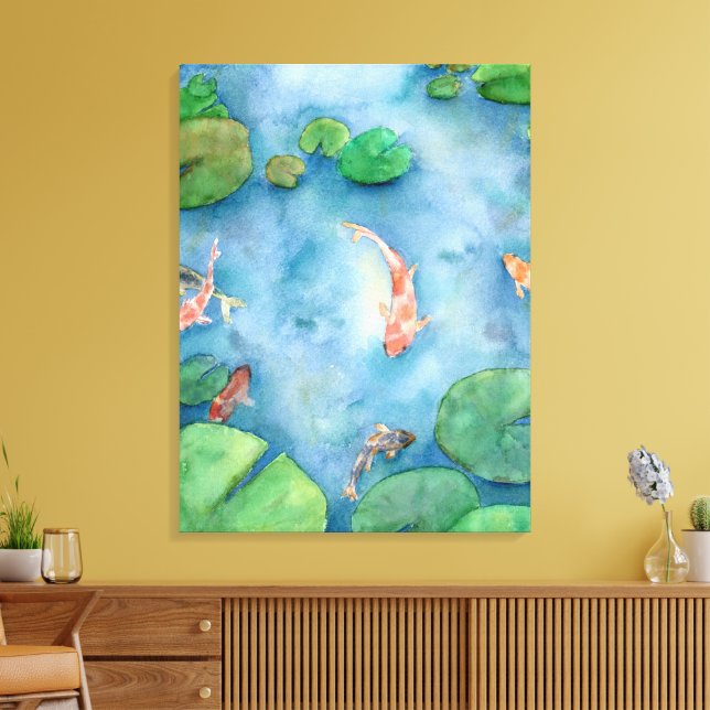Lienzo Koi Fish Pond watercolor (Insitu (Sala de estar))