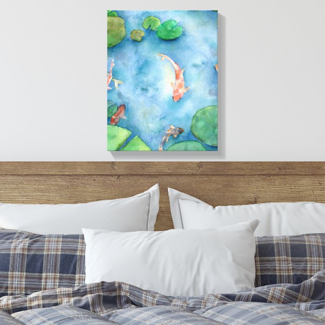 Lienzo Koi Fish Pond watercolor (Insitu(Dormitorio))