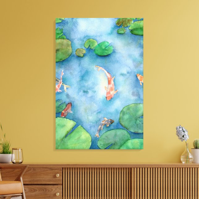 Lienzo Koi Fish Pond watercolor (Insitu (Sala de estar))