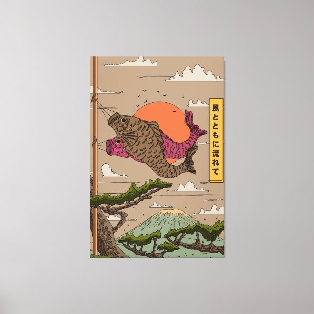 Lienzo Koinobori Fluye con el Viento (Anverso)