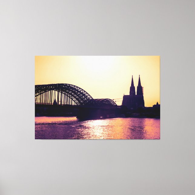 Lienzo Köln Panorama Sunset mit Kölner Dom (Anverso)