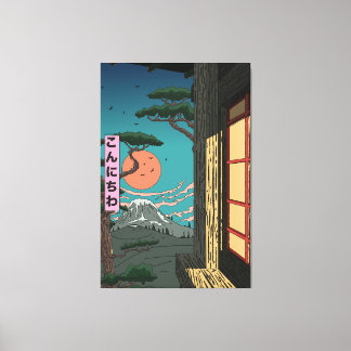 Lienzo Konnichiwa Puesta de sol japonesa