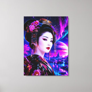 Lienzo Kosmische Geisha im Neon‑Traumland