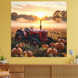 Lienzo Kraft der Ernte – Traktor im Kürbisland