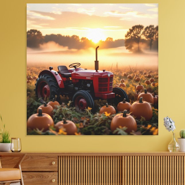 Lienzo Kraft der Ernte – Traktor im Kürbisland (Insitu (Sala de estar))