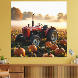 Lienzo Kraft der Ernte – Traktor im Kürbisland