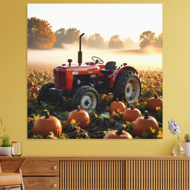 Lienzo Kraft der Ernte – Traktor im Kürbisland (Insitu (Sala de estar))
