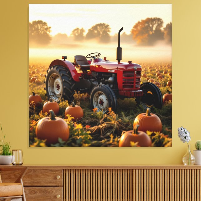 Lienzo Kraft der Ernte – Traktor im Kürbisland (Insitu (Sala de estar))