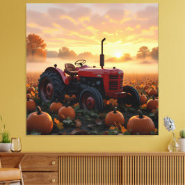 Lienzo Kraft der Ernte – Traktor im Kürbisland