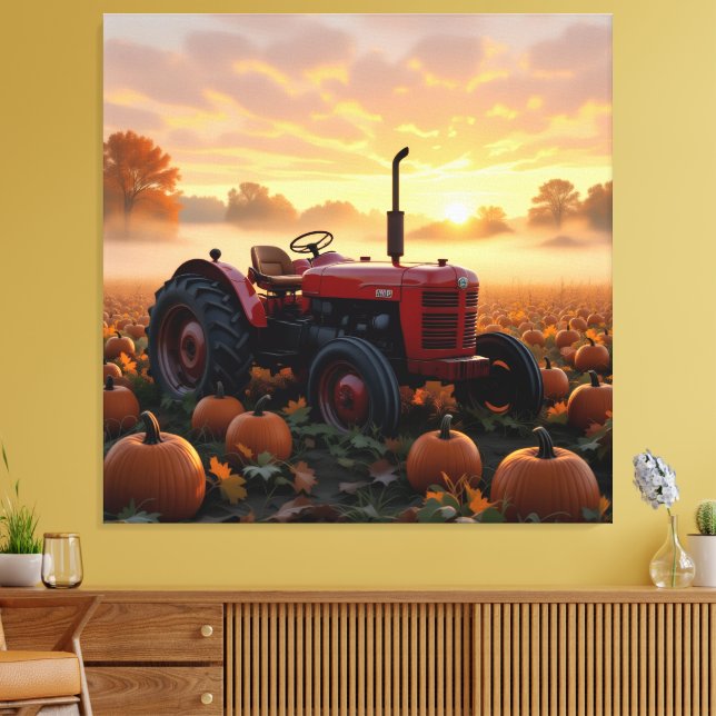 Lienzo Kraft der Ernte – Traktor im Kürbisland (Insitu (Sala de estar))