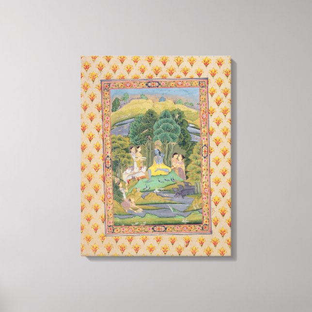 Lienzo Krishna y los Gopis (gouache en el papel) (Anverso)