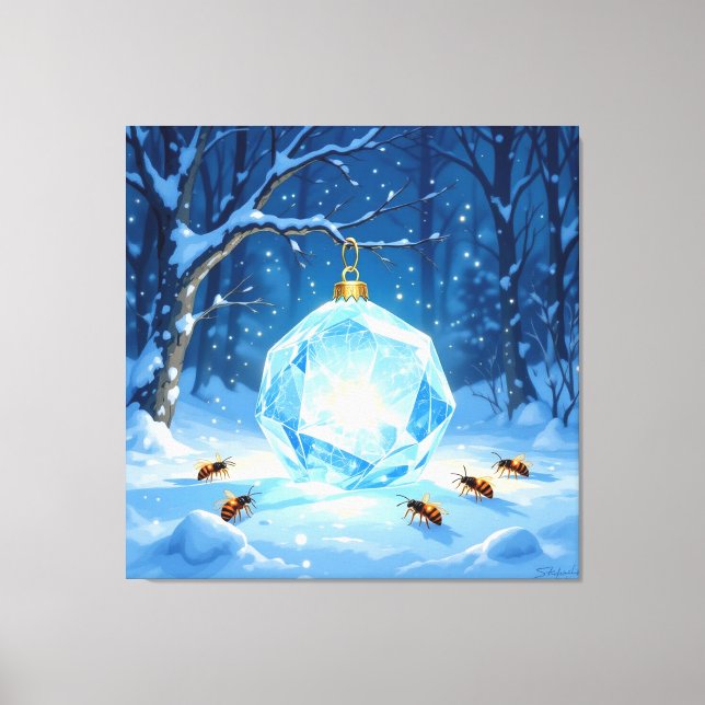 Lienzo „Kristallapfel im Glühwürmchenwinter“ (Anverso)