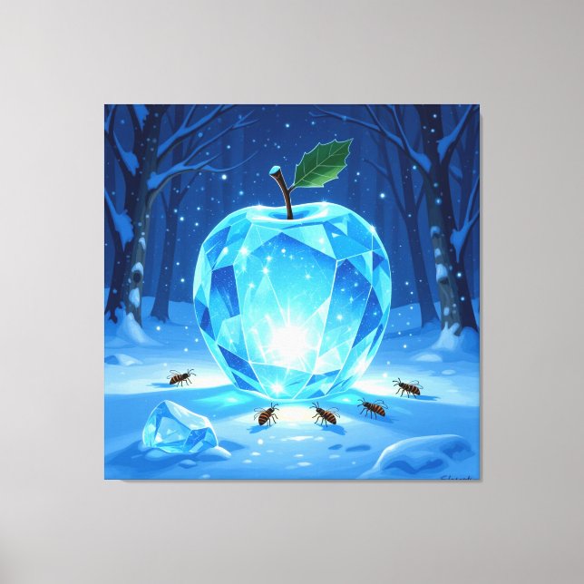 Lienzo „Kristallapfel im Glühwürmchenwinter“ (Anverso)