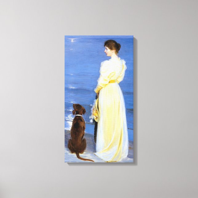 Lienzo Kroyer - Esposa y perro del artista cerca de la co (Anverso)