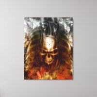 KRW Smoldering Skull Wraped Canvas Art